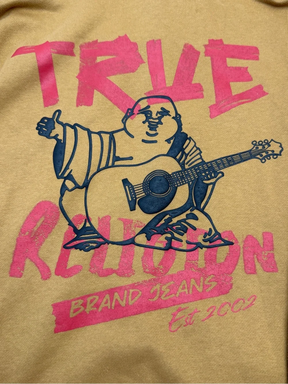 True Religion Mustard Brown Zip Hoodie with Logo Tag